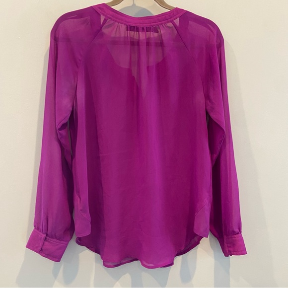PATTERSON J. KINCAID Fuschia Semi Sheer Blouse Medium - Picture 3 of 7